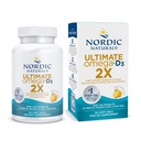 Nordic Naturals Ultimate Omega 2X with Vitamin D3, Lemon Flavor - 60 Soft Gels - 2150 mg Omega-3 + 1000 IU D3 - EPA & DHA - Εγκέφαλος, καρδιά, & ανοσοποιητική υγεία - 30 Υπηρεσίες