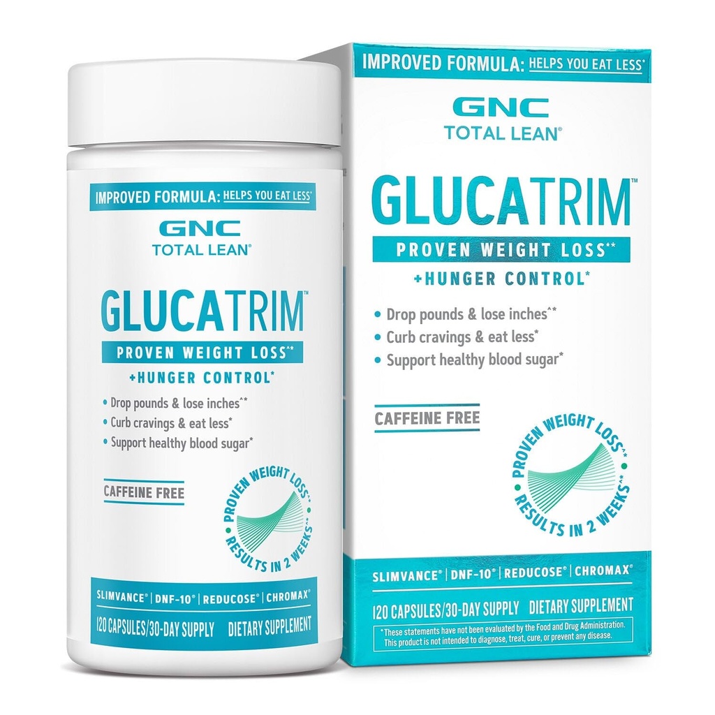 GNC Total Lean GlucaTrim - Active Lifestyle Supplement for Body Composition & Lean Muscle Support - Science-Backed Supplement - Caffeine-Free, Gluten-Free & Vegetarian - 120 Count (60 Servings)