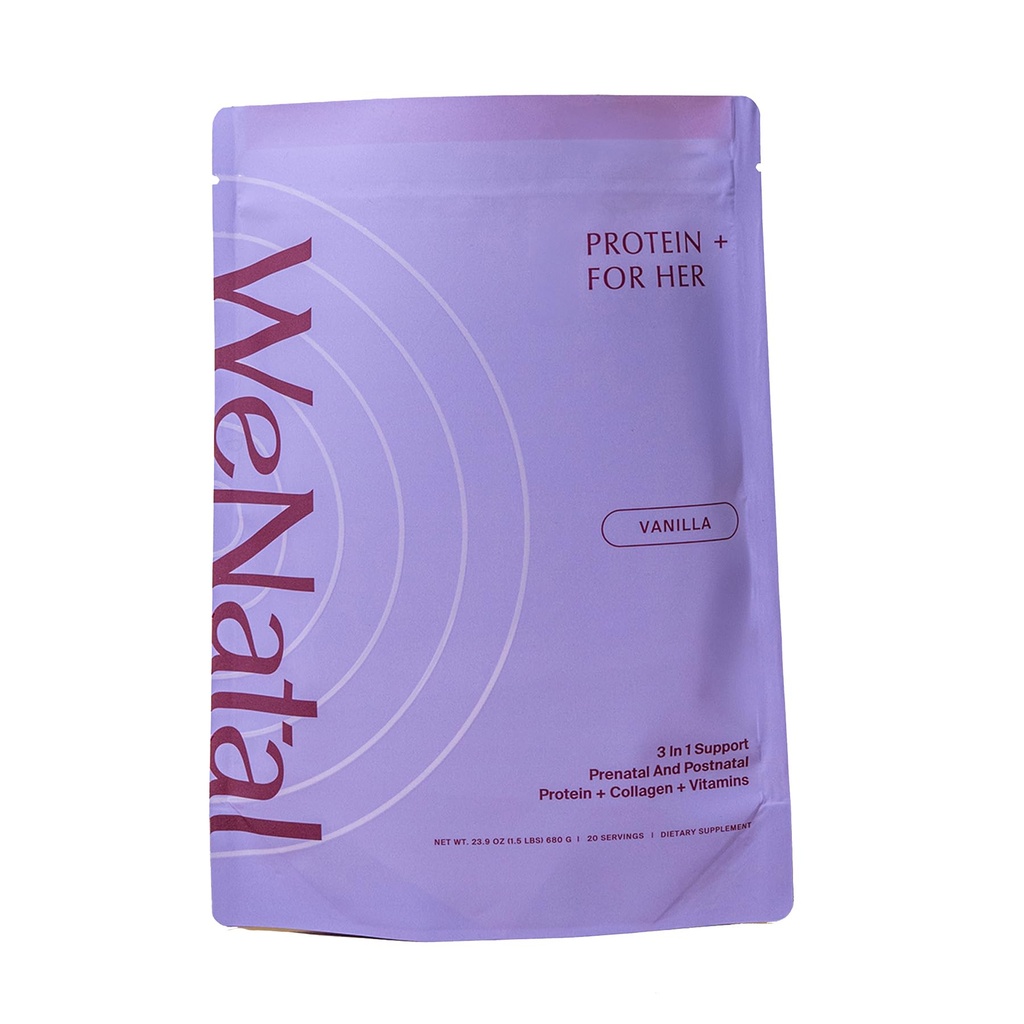 WeNatal Prenatal Protein+ for Her – Pre-Approved for HSA/FSA Eligibility – Protein + Collagen Powder, Iron Free, with Choline, Methylated Folate, B12, 20g for Pregnancy, Postpartum, Fertility, Vanilla