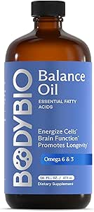 BodyBio Balance Oil - Vegan Omega 3 6 συμπλήρωμα – Ψυχρό-Pressed Safflower & flaxseed Oil – Υποστηρίζει λειτουργία του εγκεφάλου, υγιές δέρμα, και Mood