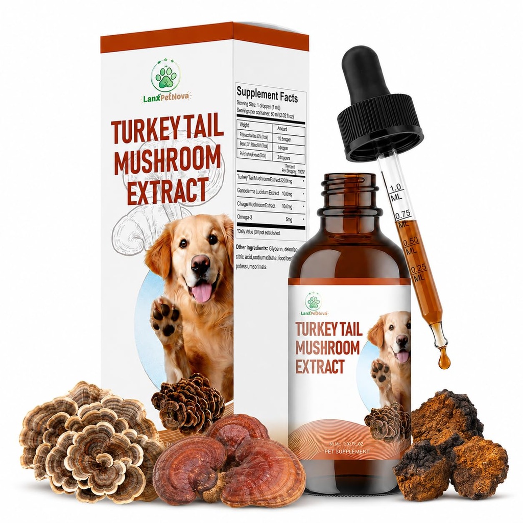 Turkey Tail Mushroom for Dogs Lipoma, Supports Skin Lumps & Lipomas, Tissue Repair, Immune Health, Anxiety Relief, Inflammation Balance, Organ Protection & Anti-Aging - 100% Natural