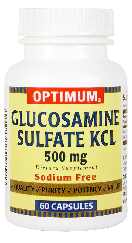 Optimum Glucosamine Sulfate KCL Capsules, 500 Mg, 60 Count