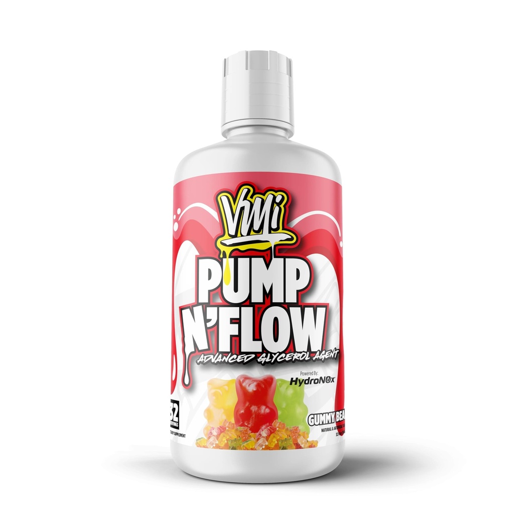 VMI Sports Pump N Flow Advanced Glycerol Agent | Stimulant Free Pre-Workout | Pumps, Hydration and Performance | Zero Sugar | 32 fl oz. 32 Servings (32 Servings, Gummy Bear)