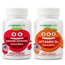 VitaWorks Kids Elderberry + Zinc + C Chewables + Vitamin D3 1000 IU Chewables Bundle