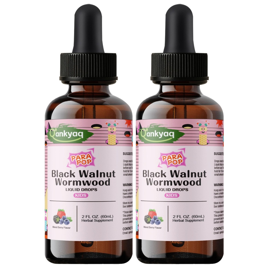 Black Walnut Wormwood Liquid for Kids, Gut Cleanse for Children Drops, Natural Detox Support, Gut & Immune Support with Cloves, Garlic, Pumpkin Seeds, Kid-Friendly, Gentle & Natural & Sweet (2)