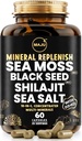 Maju Superfoods 18-σε-1 Sea Moss, Black Seed, Shilajit, Sea Salt + D3 & K2, συμπυκνωμένα εκχυλίσματα, Trace Multi Mineral Capsles, για Άνδρες & Γυναίκες Συμπληρώματα Ορυκτών Ηλεκτρολυτών