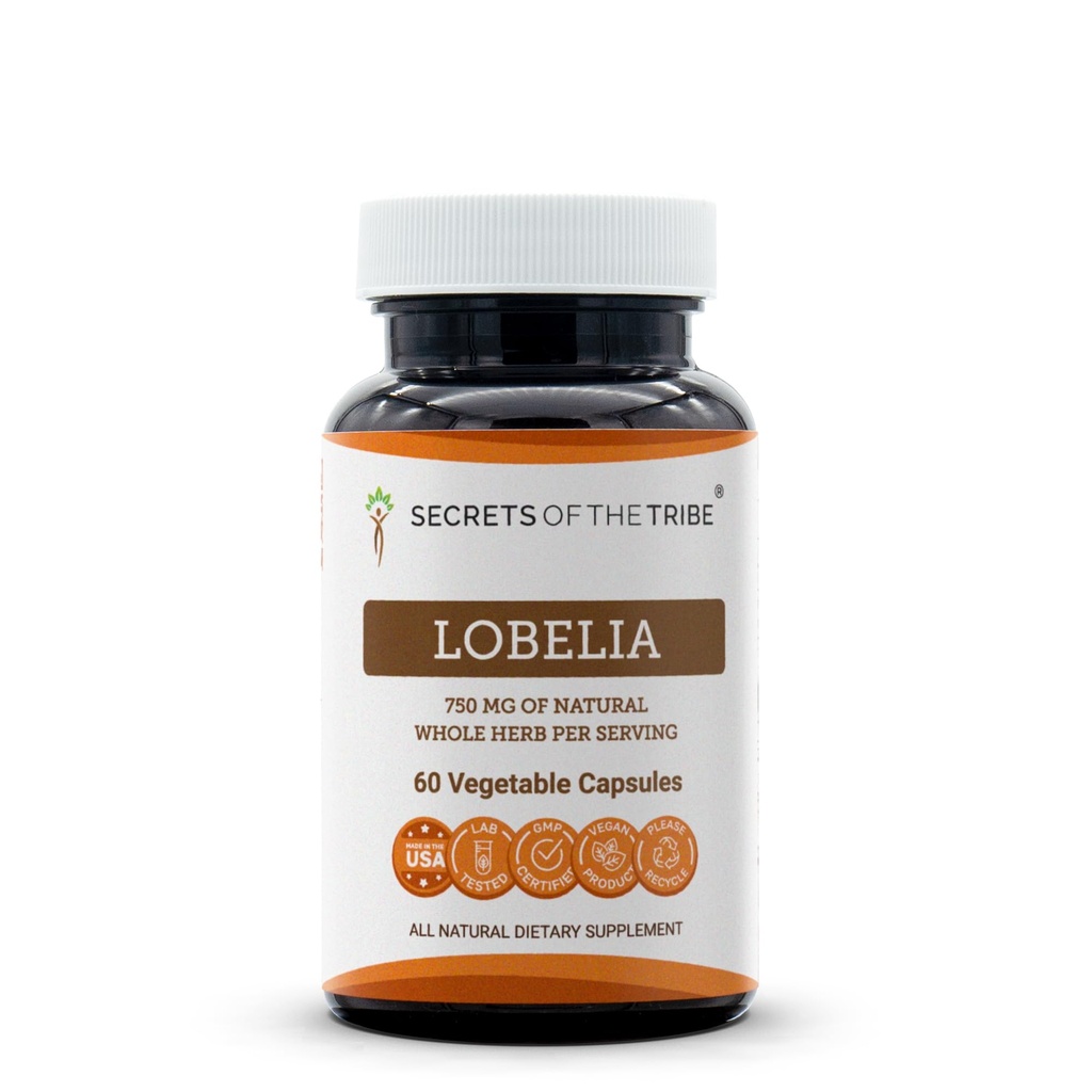 Μυστικά της Φυλής Lobelia 60 Κάψουλες, 750 mg, Ανεύθυνα εκτρεφόμενα Lobelia (Lobelia Inflata) Αποξηραμένα Βότανα (60 Κάψουλες)