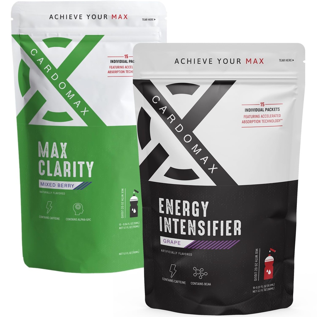 CardoMax Energy Intensifier & Max Clarity Bundle, Liquid Energy Boost and Mental Clarity Supplements 2pack