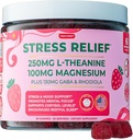 Stress Relief Supplement for Women & Kids | L Theanine GABA Supplements with Rhodiola Rosea for Stress | Magnesium Citrate Gummies for Kids | Cortisol Supplements for Women | Kava Kava Alternative