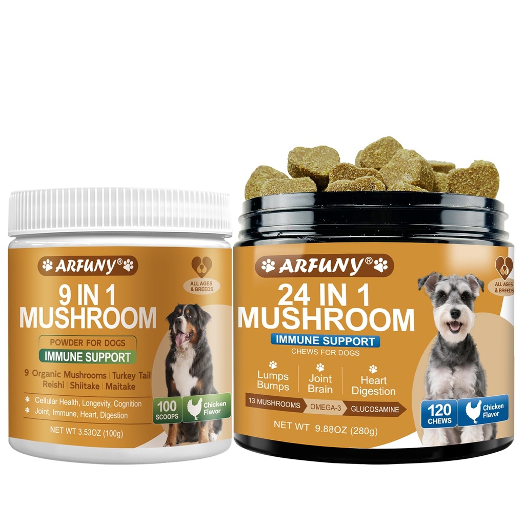 Turkey Tail for Dogs - 9 Organic Mushroom Supplement, Turkey Tail Mushroom for Dogs - Gut, Skin, Joint, Immune Health- Dog Lumps & Bumps