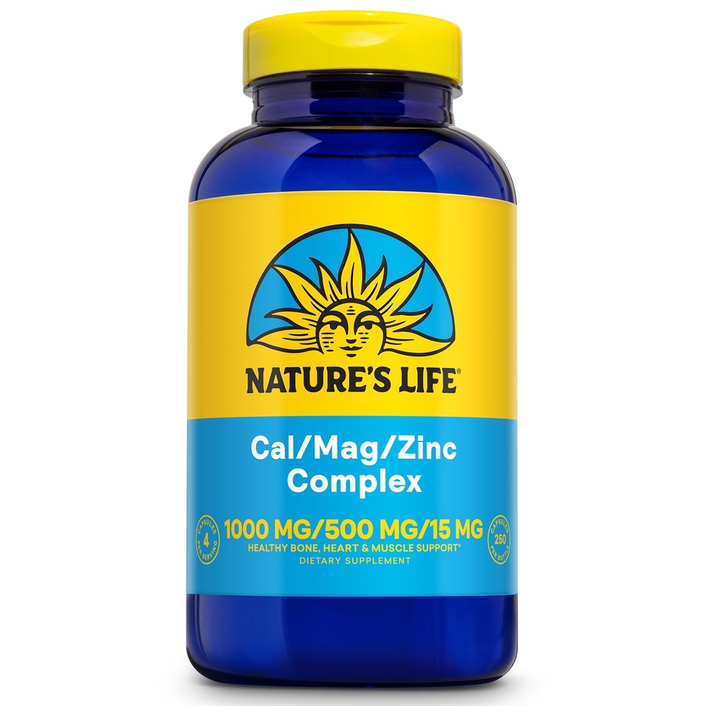 ΖΩΗ ΦΥΣΗ Cal Mag σύμπλοκο ψευδάργυρου 1000mg / 500mg / 15mg - Ασβέστιο Μαγνήσιο ψευδάργυρο συμπλήρωμα w/Vitamin D και βόριο - Οστική υγεία, μυών και καρδιάς Υποστήριξη για την υγεία, 60 Ημέρα Εγγύηση, 62 Serv, 250 Caps
