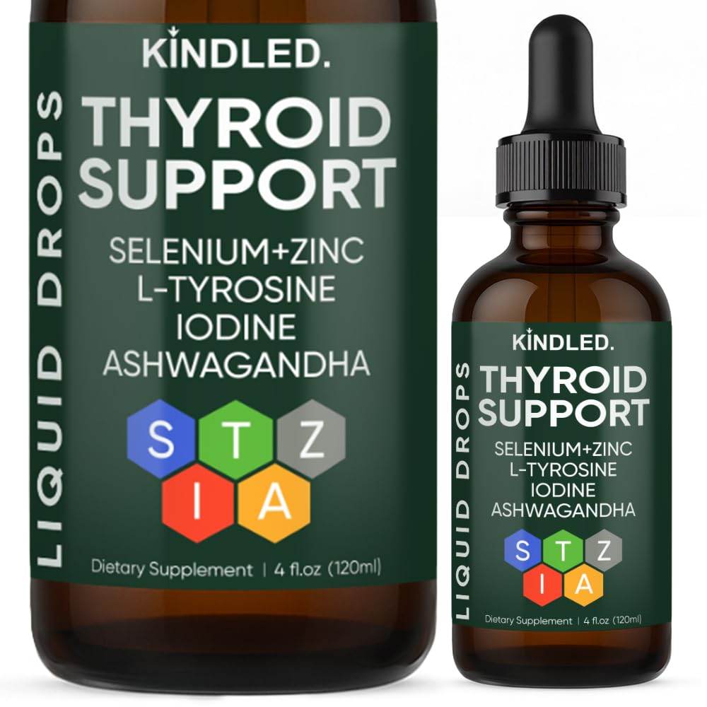 Thyroid Support Drops | Thyroid Support for Women | Liquid Drops with Selenium, Zinc & L-Tyrosine, Iodine, Ashwagandha | Thyroid Support, Daily Support – 4 fl.oz (120mL)