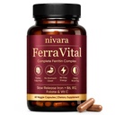Nivara Ferravital Ferritin Supplement for Women, Promotes Healthy Hair Growth, Boosts Energy, and Replenishes Ferritin with Ferrous Glycinate, Vitamin C, B6 & B12, 60 Capsules (1)