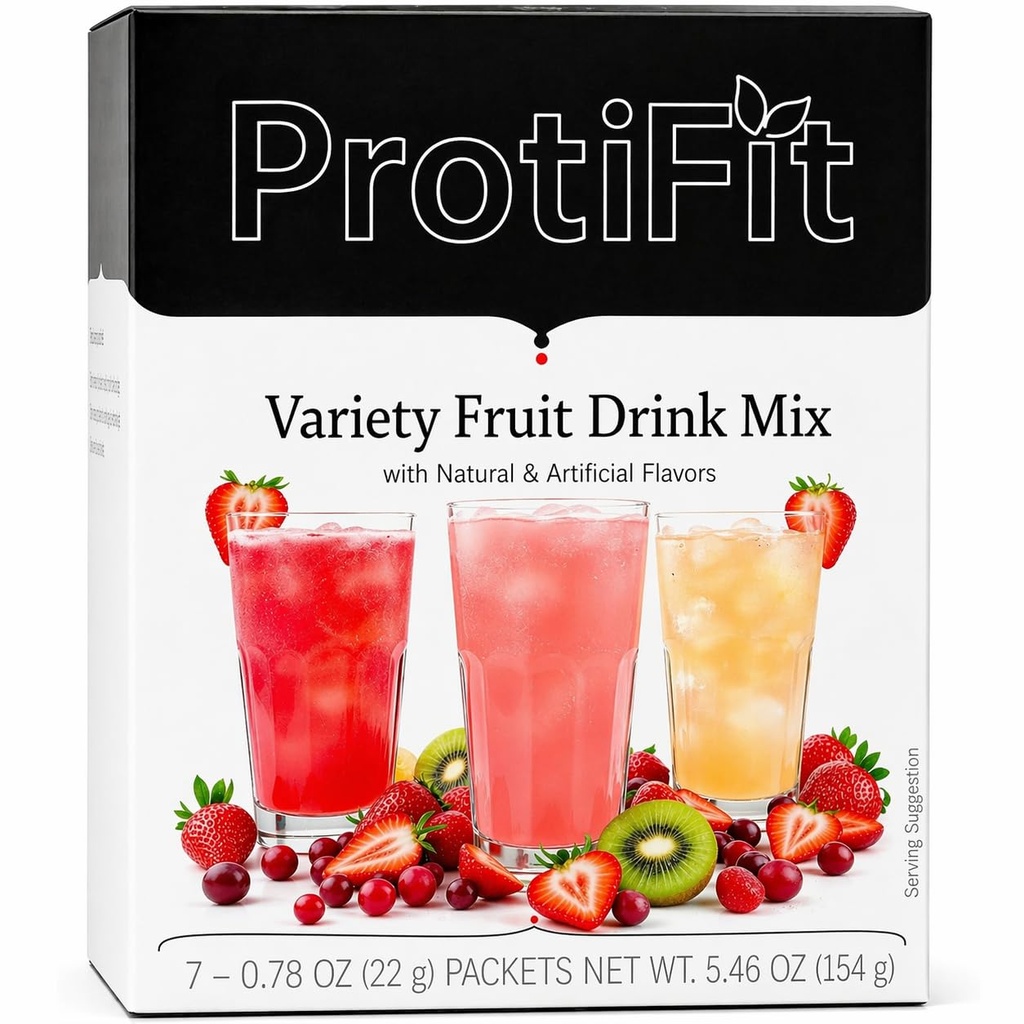 ProtiFit - High Protein Fruit Flavored Powder Drink Mix, 15g Protein, Low Calorie, Sugar Free, Ideal Protein Compatible, 7 Servings Per Box (Variety Pack)