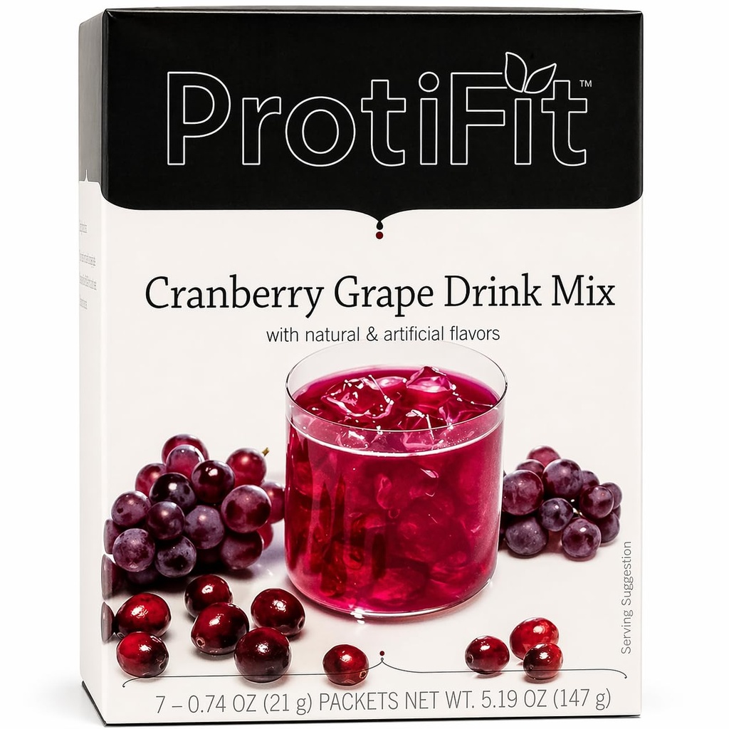 ProtiFit - High Protein Fruit Flavored Powder Drink Mix, 15g Protein, Low Calorie, Sugar Free, Ideal Protein Compatible, 7 Servings Per Box (Cranberry Grape)