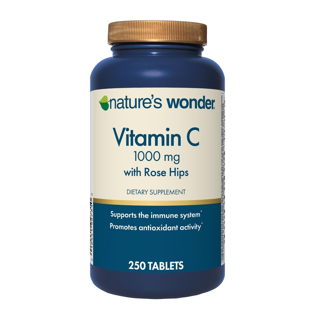 Nature's Wonder Vitamin C 1000 mg με Rose Hips Δισκία για Ανοσολογική Υγεία, 250 Μερίδες, 250 Αριθμός