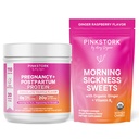 Pink Stork Morning Sickness Sweets Ginger Raspberry + Pregnancy & Postpartum Chocolate Protein Powder - Morning Sickness Relief, Whey Protein, Ginger, Support for Nutrition During Pregnancy Bundle