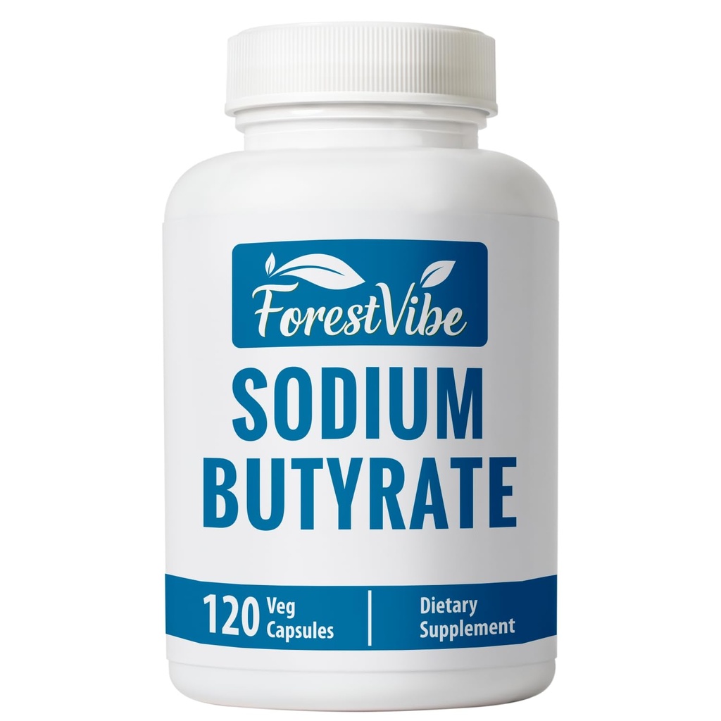 Sodium Butyrate Supplement 1200mg, Yielding 960mg Butyric Acid, 120 Vegan Capsules, 2 Month Supply, Non-GMO & Gluten Free Postbiotic Supplement