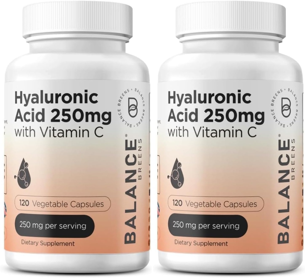 Pure Hyaluronic Acid Supplement 250mg με Βιταμίνη C 50mg, 120 Vegan Κάψουλες - Ενυδάτωση του δέρματος για τη φυσική λάμψη, τα μαλλιά, τα νύχια, οστά & κοινή φόρμουλα υγείας