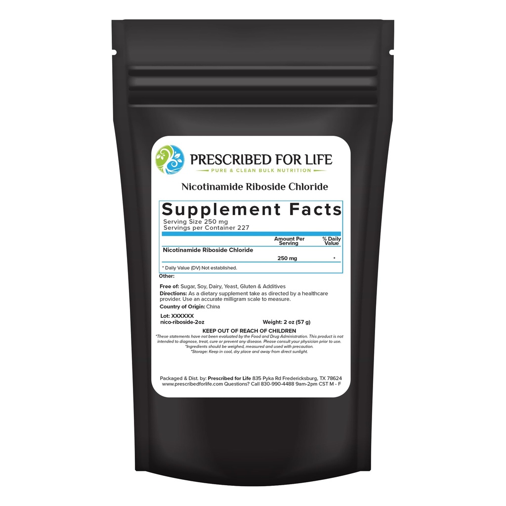 Prescribed For Life Nicotinamide Riboside Powder, Form of Vitamin B3, Vegan & Non GMO (1 kg / 2.2 lb)