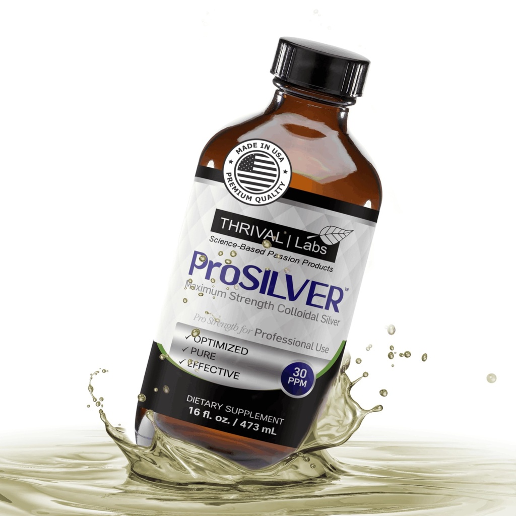 ProSILVER Black Label Pure Colloidal Silver Liquid – 30 PPM Maximum Strength for Immune Support – Bioactive – Vegan, Gluten Free, GMO Free – (16oz Glass Bottle)