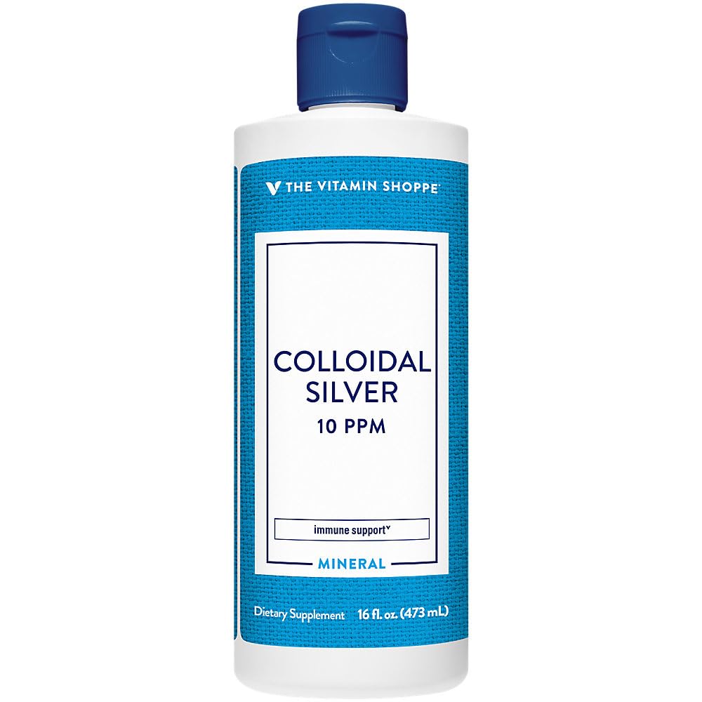 The Vitamin Shoppe Colloidal Silver Solution 10 PPM - Immune Defense & Wellness | Nano Silver Particles | 16 oz Bottle | 99.99% Pure