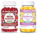 Lunakai USA Made Iron Gummies + Prenatal Gummies Bundle – Naturally Flavored, Non-GMO – 60ct Each