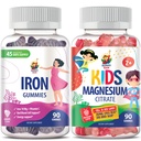 SUNNY SAM Magnesium Gummies for Kids & Iron Gummies for Adults - Iron Vitamins with Vitamin C