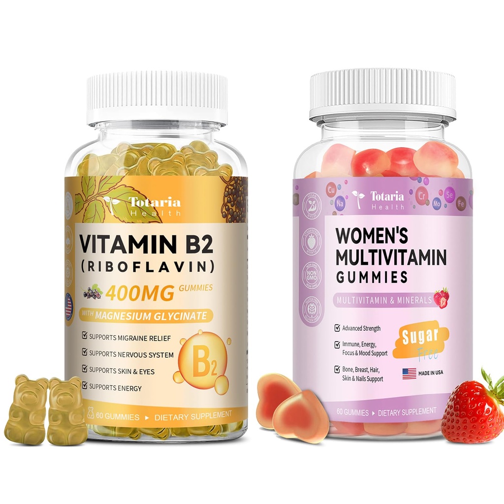 Multivitamin Filled Gummies for Women - Strawberry Flavor & Vitamin B2 Gummies - Natural Flavor
