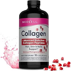 NeoCell Liquid Collagen, Skin, Hair, Nails and Joints Supplement, Includes Fruit Juice Concentrates and Green Tea Blend, Pomegranate, 16 oz., 1 Bottle