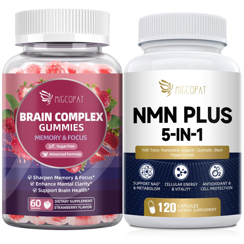 Migcopat Mind & Energy Duo – Brain Gummies + NMN Capsules