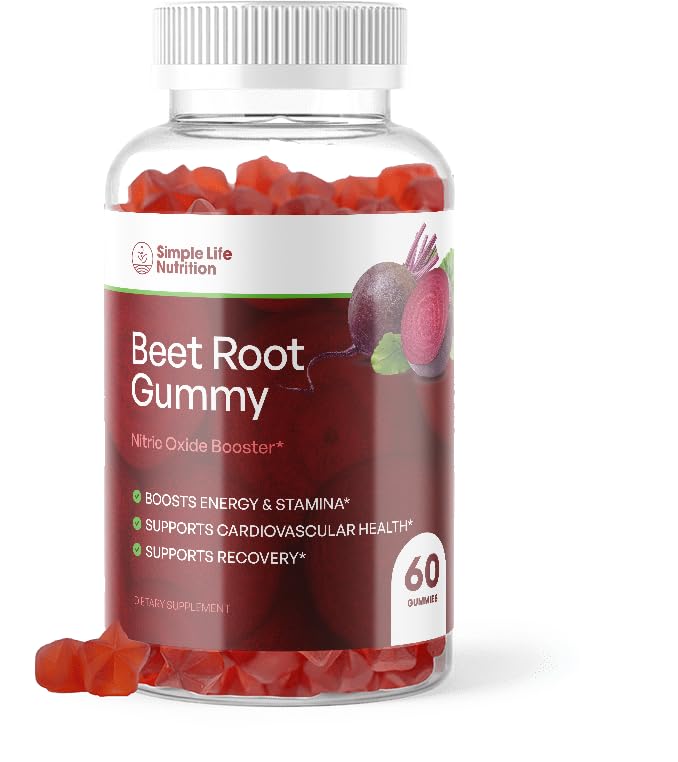 Organic Beet Root Gummies - Ενισχυτής νιτρικού οξειδίου για άνδρες και γυναίκες - Βιολογικά χωρίς γλουτένη GMO Vegan Beets - 60CT
