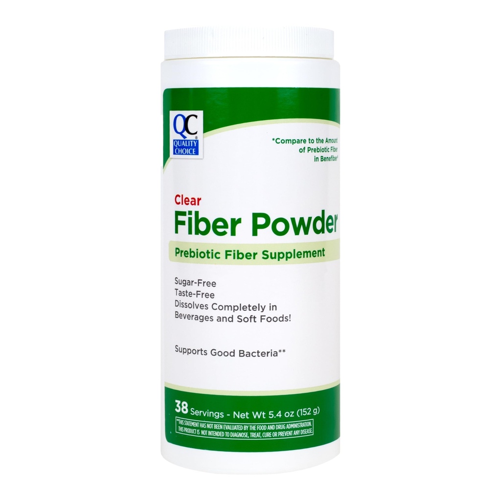 Quality Choice Clear Prebiotic Fiber Powder Supplement for Digestive Health - Tasteless, Sugar Free Formula - 38 Servings, 5.4 Ounces (248g), Ideal for Adults & Children 6 & Up