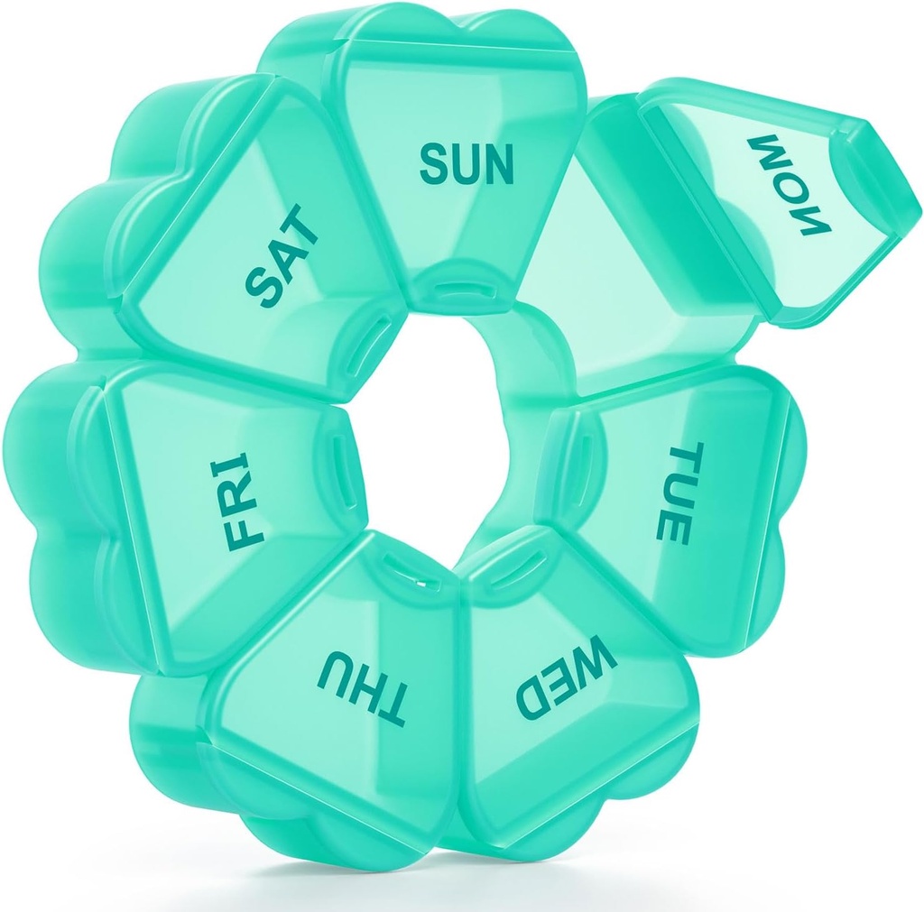 Μεγάλο εβδομαδιαίο διοργανωτής χαπιών, κουτί χαπιών 7 ημέρα, KAPENS καθημερινή περίπτωση βιταμίνης μεγάλη χωρητικότητα διαμερίσματα, εμπορευματοκιβώτια για την ιατρική ψαριών συμπληρώματα, πράσινο