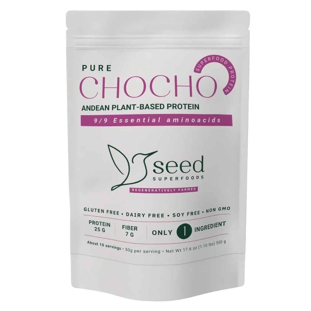 SEED Chocho Pure Plant-Based Protein Powder, Gluten Free, Dairy Free, Soy Free, Non-GMO, 17.6 oz