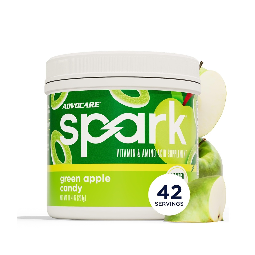 AdvoCare Spark - Energy Drink Mix - Vitamin & Amino Acid Supplement - Supports Energy & Focus - Portable Immune Support - Sugar-Free - Green Apple Candy - 10.4 oz (42 Servings)