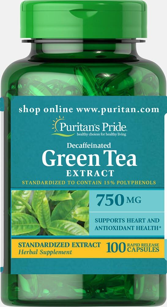 Puritan's Pride Deaffeinated Green Tea Standardized Extract 750 mg-100 Κάψουλες