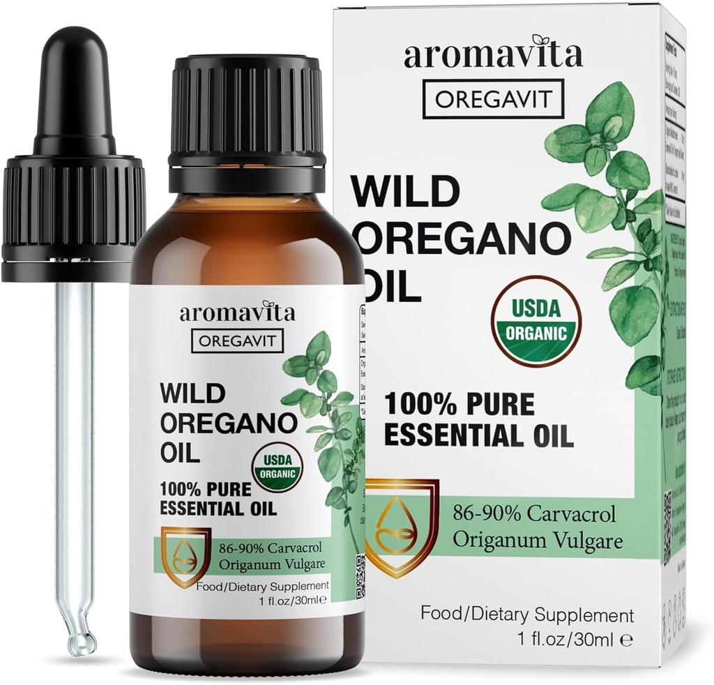 Wild Organic Oil Organic - 100% Pure Undiluted Organic Wild Organo Oil με 86-90% Carvacrol, Ανοσολογική Υποστήριξη - Φυτικό, Βότανο συμπλήρωμα - Vegan, Μη ΓΤΟ, Χωρίς Γλουτένη, 1fl.oz/30ml