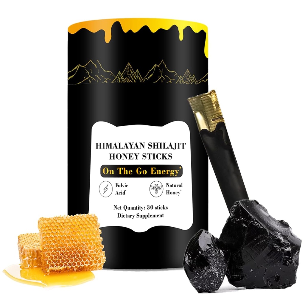 Zotreval Shilajit Honey Sticks, 30 Sticks - Αμιγής Resσίνη Ιμαλαΐων, Βιολογικό Μέλι & Σάφρον για την ενίσχυση της ενέργειας, την ανοσοποιητική υποστήριξη & ζωτικότητα, SHILAJIT Honey Sticks για άνδρες και γυναίκες