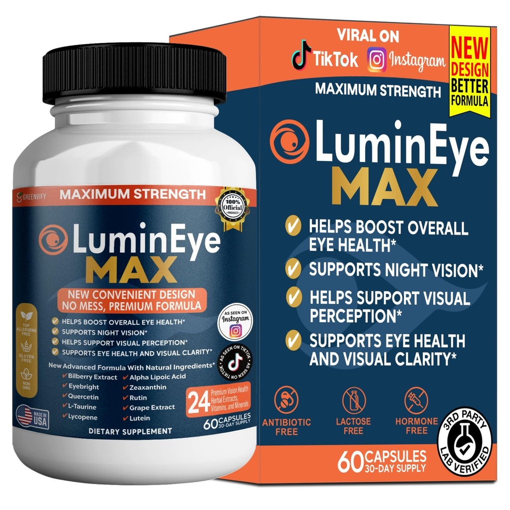 LuminEye MAX Eye Health Supplement, Advanced Vision Support Formula for Adults, 60 Capsules