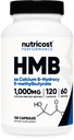 Nutricost HMB (Beta- Hydroxy Beta-μεθυλοβουτυρικό) 1000mg (120 κάψουλες) - 500mg ανά καψάκιο, 60 σέρβις - Χωρίς γλουτένη και μη ΓΤΟ