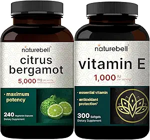 NatureBell Vitamin E Oil Softgels, 1.000iu Per Serving & Citrus Bergamot Veggie Κάψουλες 5.000 mg Ισοδύναμο πακέτου πακέτου 
