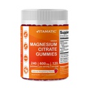 Vitamatic Magnesium Citrate Gummies 600mg per Serving - 240 Vegan Gummies - Natural Raspberry Flavor - High Absorption Magnesium Supplement - Supports Nerve, Bone and Muscle Health