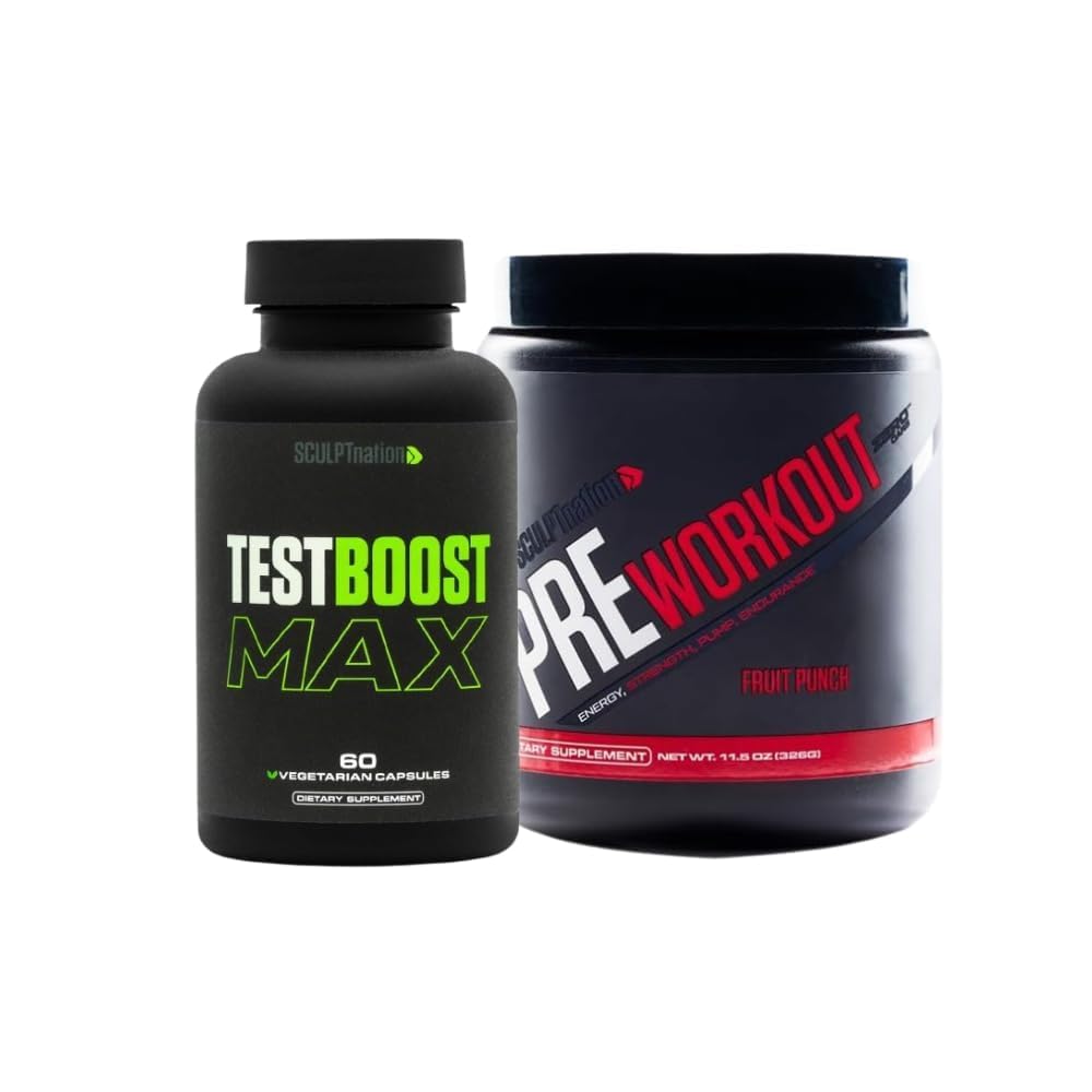 Sculpt Nation by V Shred Test Boost Max and Pre Workout Fruit Punch Bundle