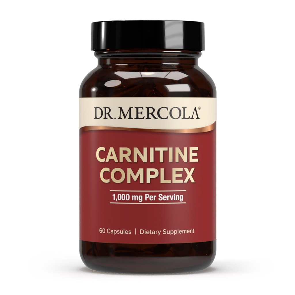 Dr. Mercola Carnitine Complex - Supports Cellular Energy & Brain Function - L-Carnitine & Acetyl-L-Carnitine Blend - Non-GMO - Gluten-Free - 60 Capsules