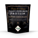 Plant Based Protein Powder - Earthy Chocolate - Only 6 ingredients - 0g Sugar - Vegan Protein Powder - 30 Servings - No Natural Flavors - No Artifical ingredients - Clean Plant Protien