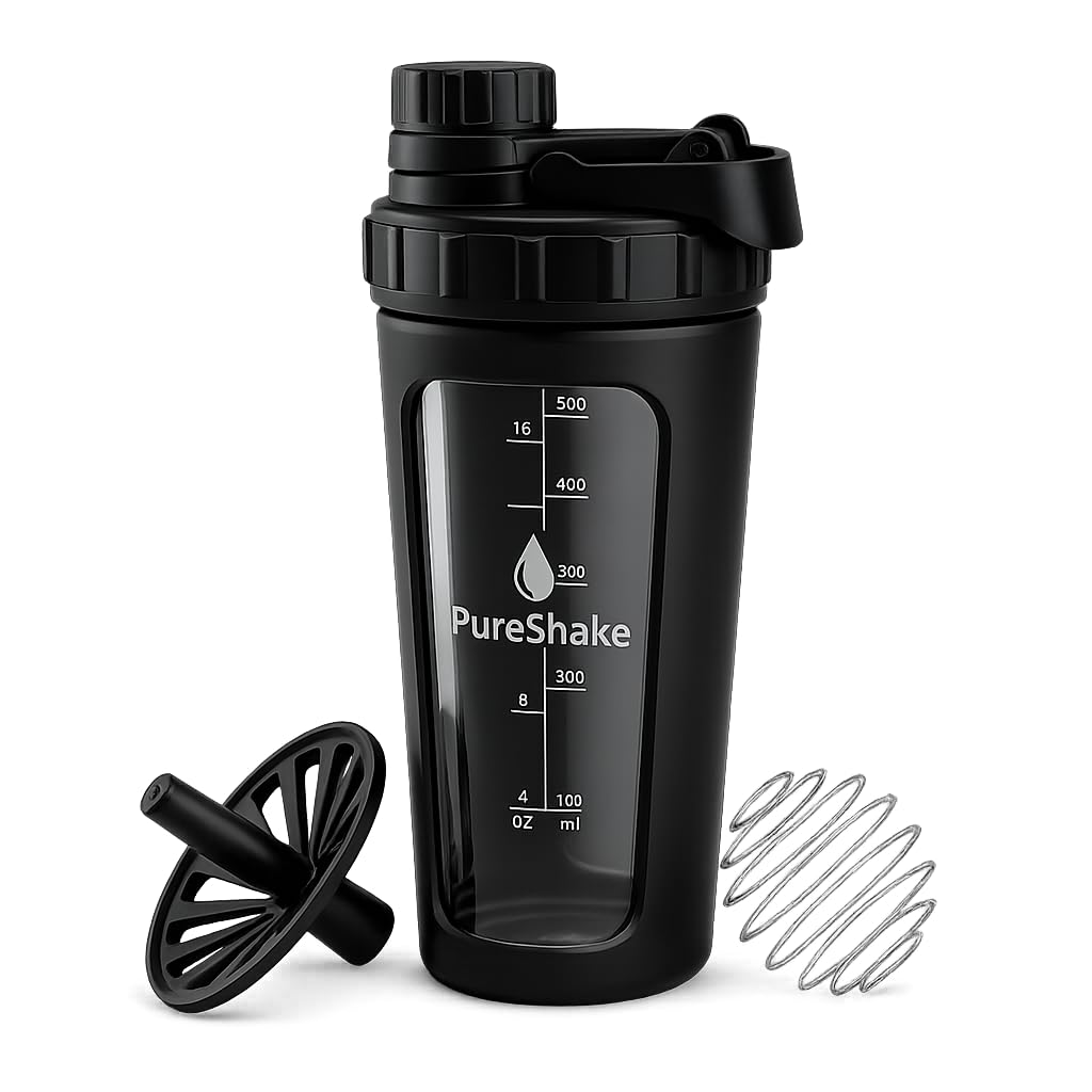 Paddi Glass Shaker Bottle for Protein - Odorless, BPA Free, Leak-Proof - 26 OZ | Graduated Ideal Fitness, Milkshake and Smoothies