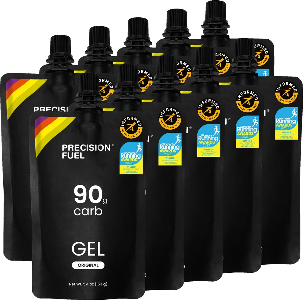 Precision Fuel PF90 Energy Gels - Mild Flavour Running Gels for Endurance Athletes, 90g Carbohydrate, Easy-to-Digest, Perfect for Running & Long-Duration Sports, 153g (Pack of 10)