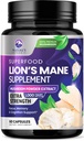 Lions Mane Supplement Capsules - Lions Mane 1000mg Per Serving - Extra Strength Lion’s Mane Mushroom - Superfood for Natural Memory, Focus, Brain, Immune Health Support - Bottled in USA - 60 Capsules