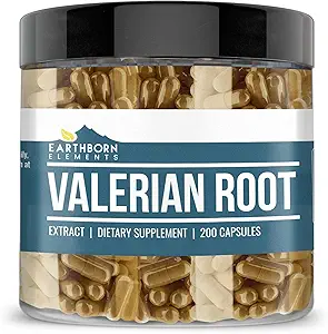 Earthborn Elements Valerian Root 200 Capsules, Pure & Undiluted, No Additives